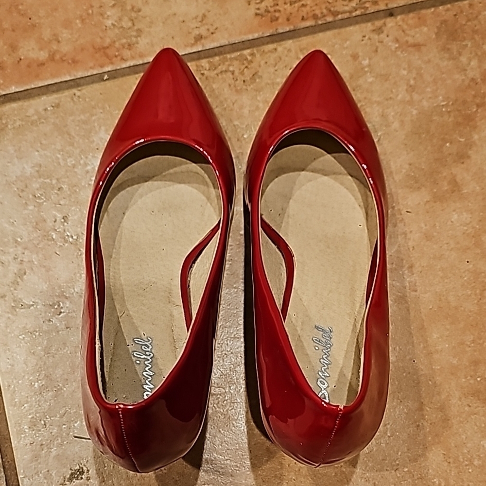 Bonnibel Red Heels with Classic Pointed Toe and Glossy Finish